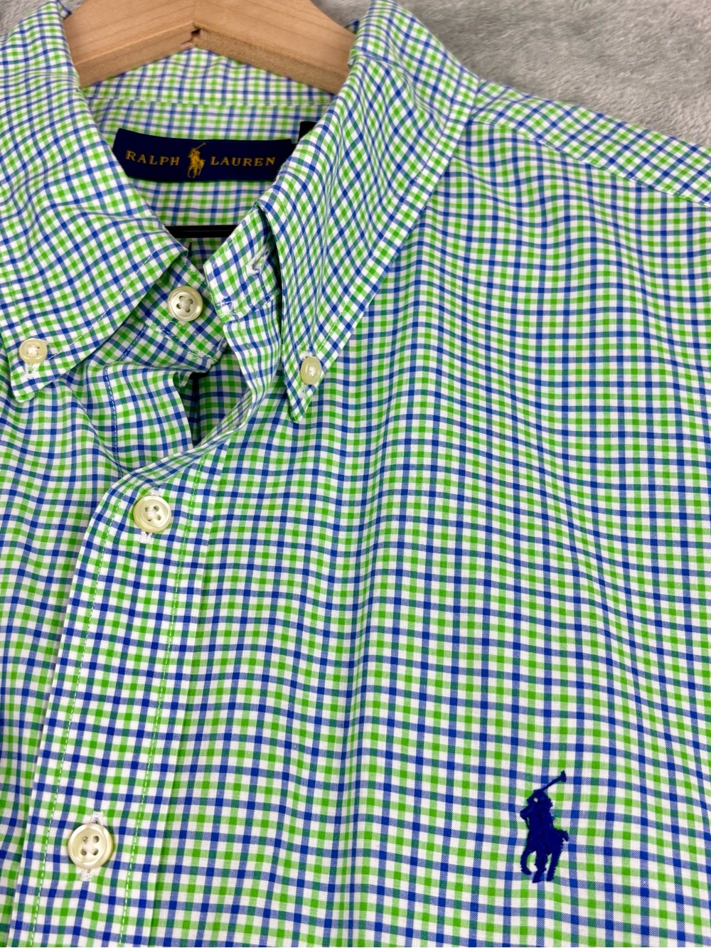 Ralph Lauren Shirt Mens XXL Green Purple Check Button Down Preppy